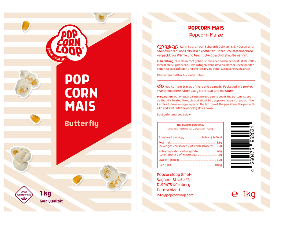 Popcorn Zutaten Set 1 Butterfly