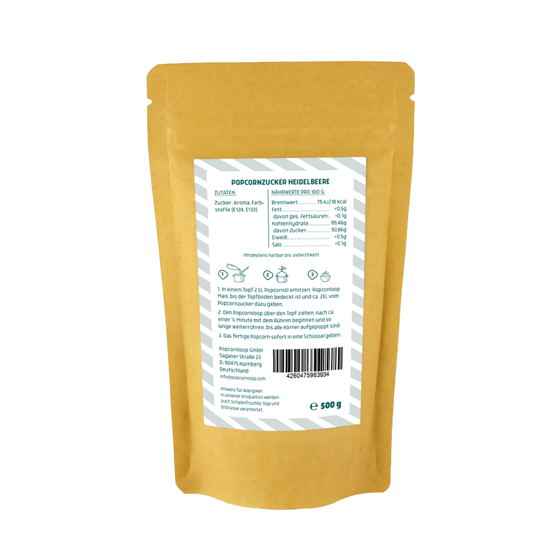 3 er- Pack Popcorn und Zuckerwatte Zucker BERRY BOMB I Erdbeere 500g I Himbeere 500g I Heidelbeere 500g