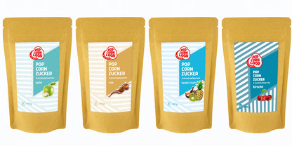 4 pack of popcorn and cotton candy Sugar I Exotic Fruits 200g I Apple 200g I Cola 200g I Blueberry 200g