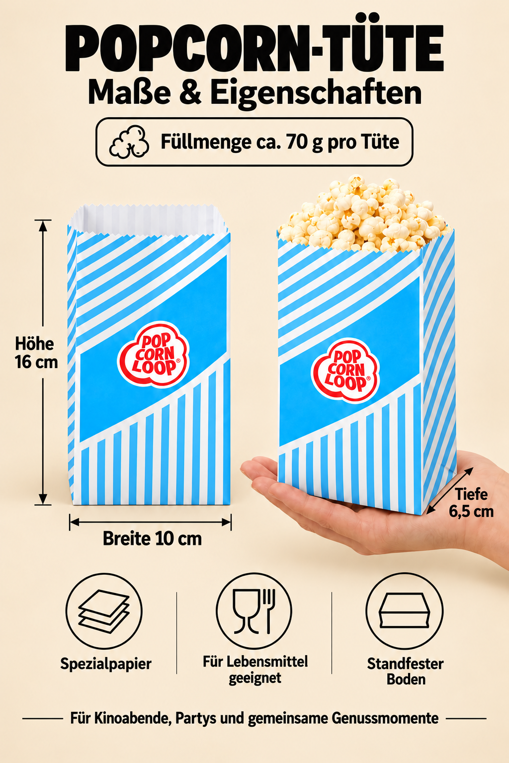 Original S popcorn bags | 50 pcs