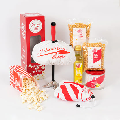 Das Starter Paket: Popcornloop, Butterfly, Mushroom, 10 Stk Popcorn Tüten, Öl, Gewürz nach Wahl, Zusatzhaube,