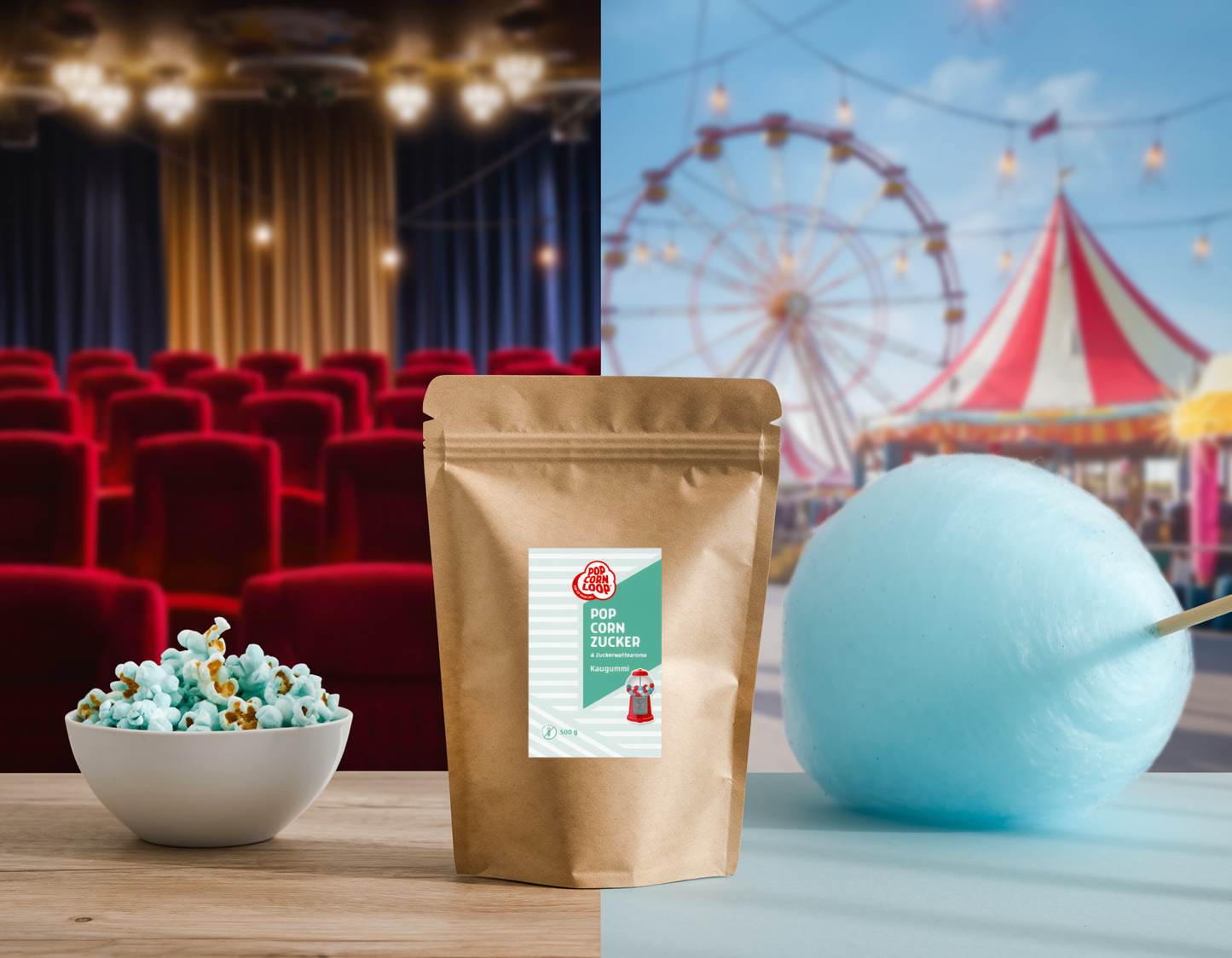 Popcorn und Zuckerwatte Zucker Kaugummi 500g