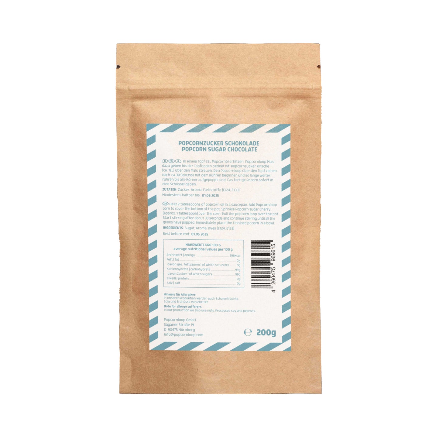 Popcorn und Zuckerwatte Zucker Kirsche 200g