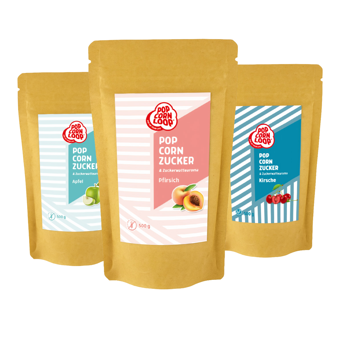 4 pack of popcorn and cotton candy Sugar I Exotic Fruits 200g I Apple 200g I Cola 200g I Blueberry 200g