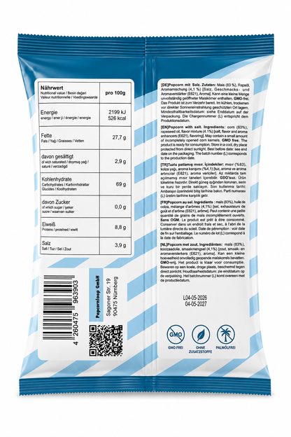 Popcorn Flavor Salzig Popcorn 100g – Fertig gepopptes Popcorn mit Salz