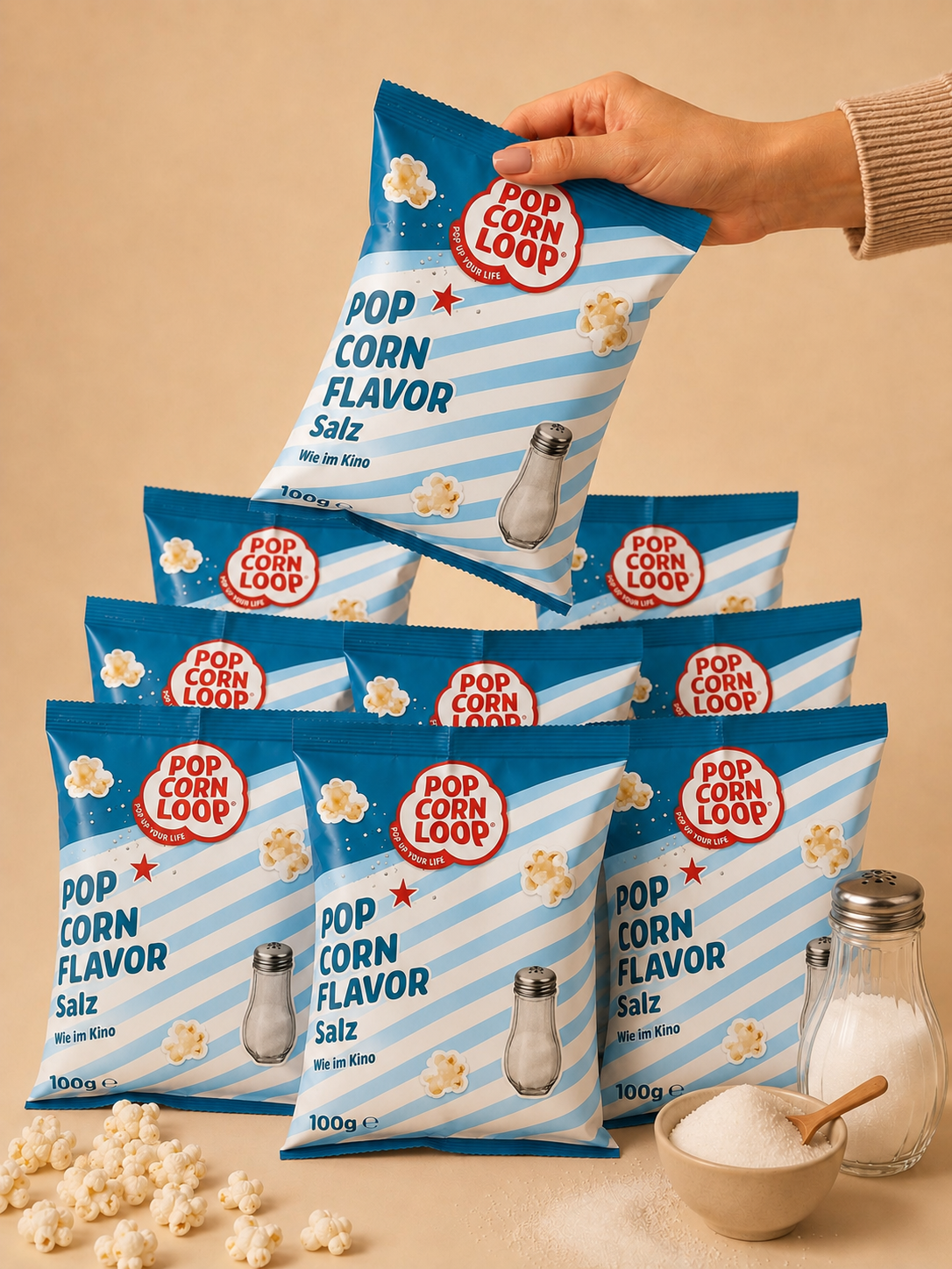 Popcorn Flavor Salzig Popcorn 100g – Fertig gepopptes Popcorn mit Salz