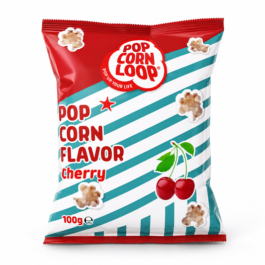 Popcorn Flavor Kirsche Popcorn 100g – Fertig gepopptes Popcorn mit Kirschgeschmack