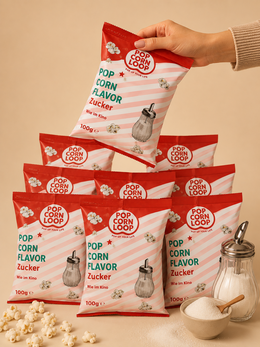 Popcorn Flavor Süß Popcorn 100g – Fertig gepopptes Popcorn mit Zucker