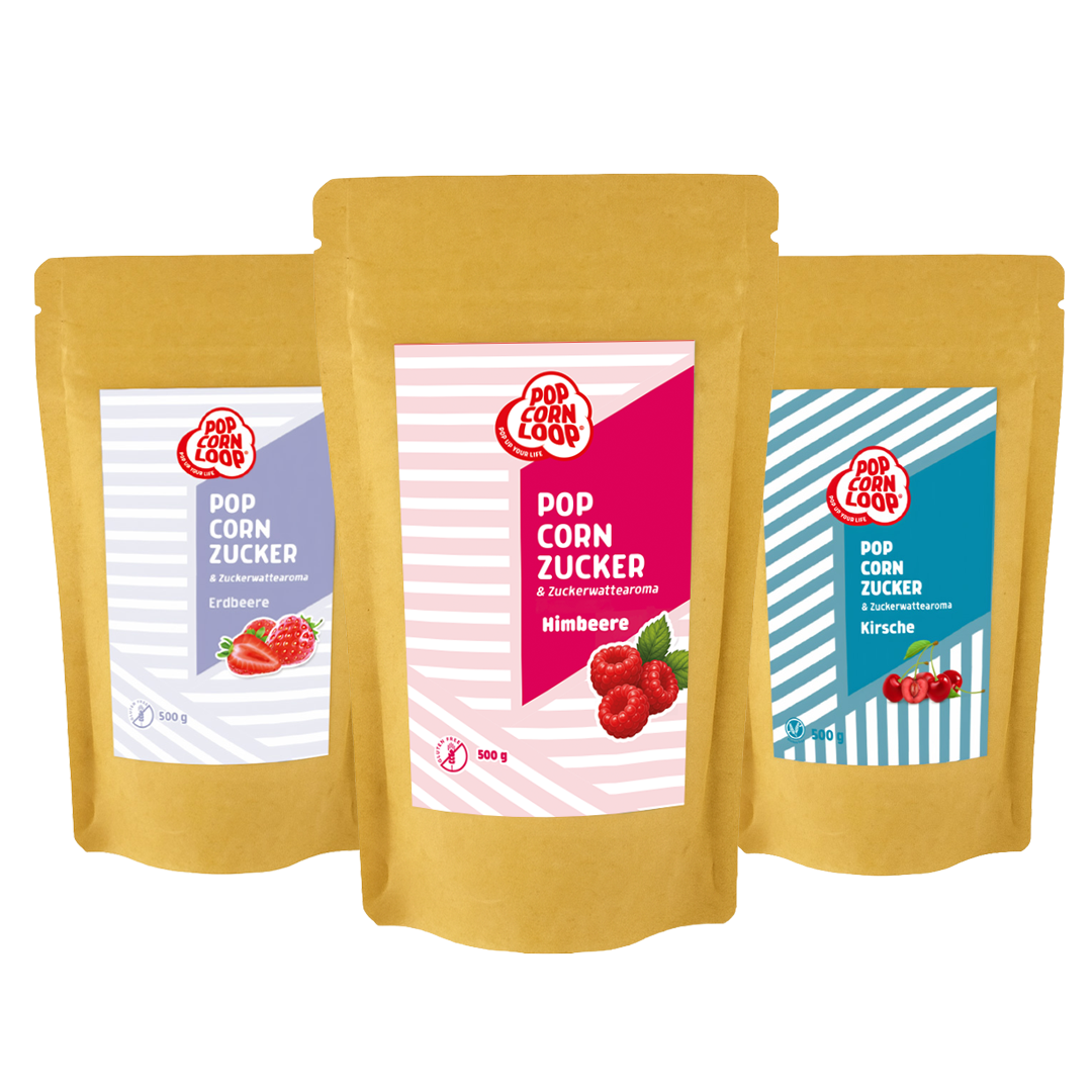 4 pack popcorn and cotton candy sugar I strawberry 200g I banana 200g I chewing gum 200g I cream 200g