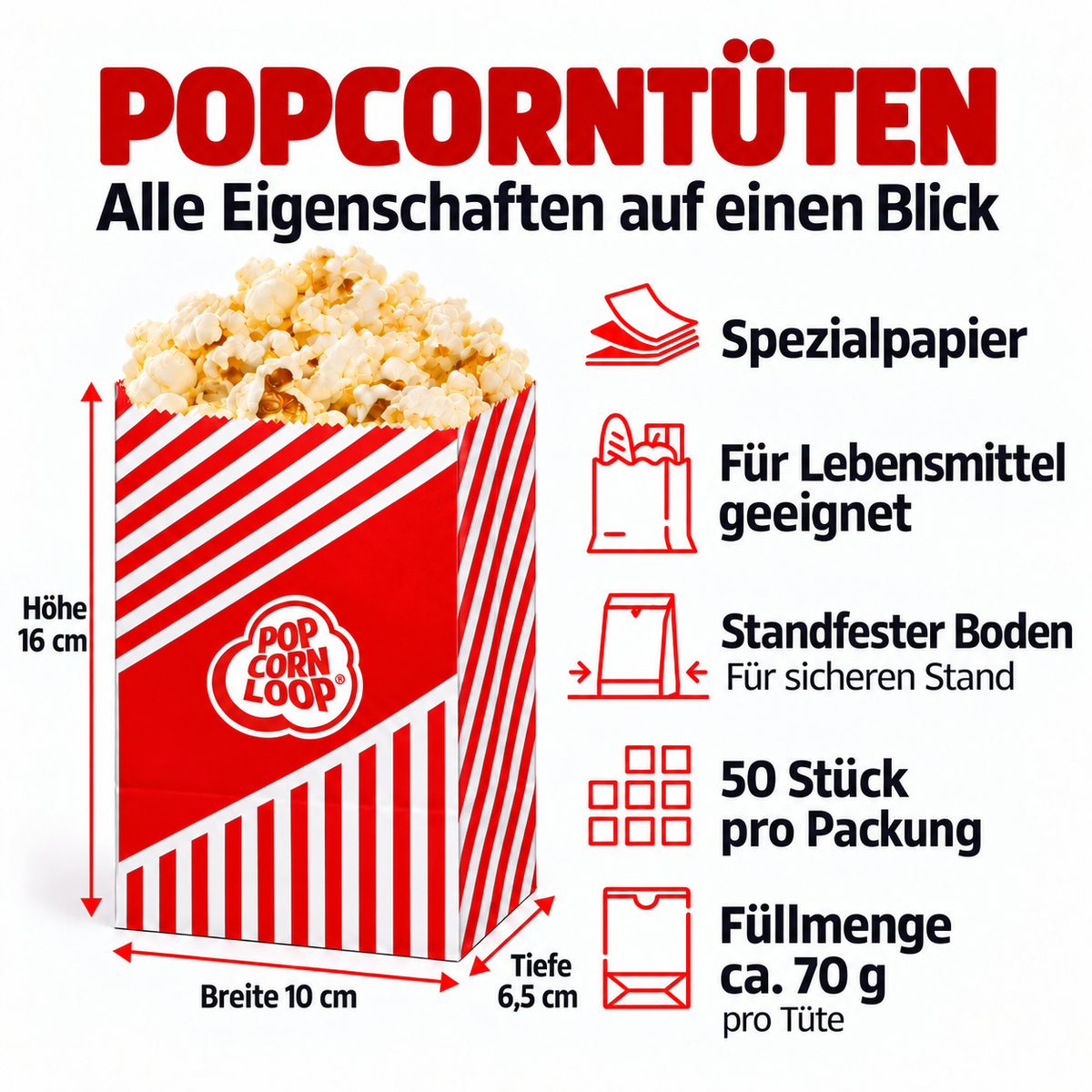 Original S popcorn bags | 50 pcs