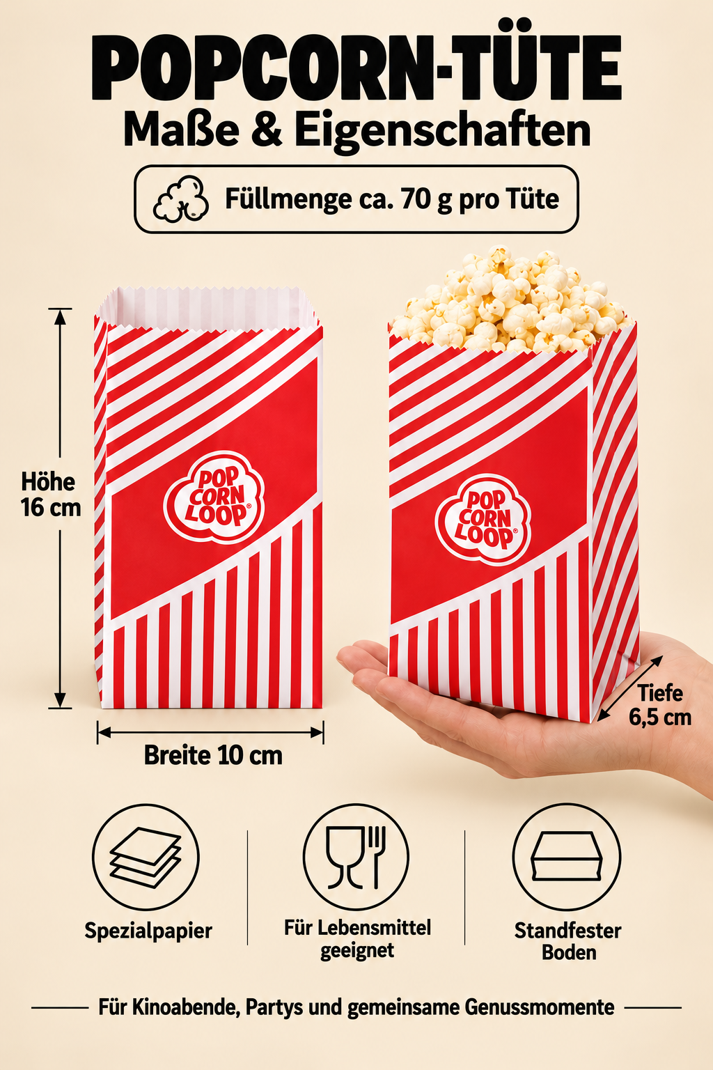 Original S popcorn bags | 50 pcs