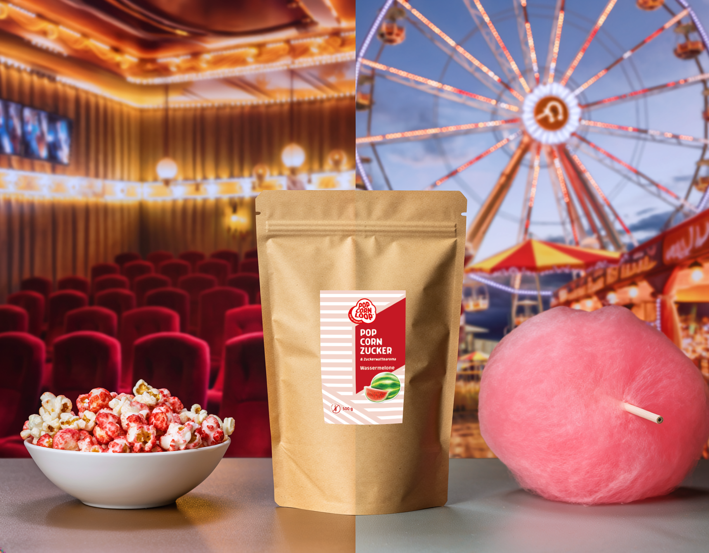 Popcorn and cotton candy sugar watermelon 200g