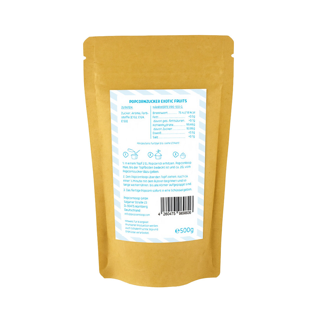 4-pack popcorn and cotton candy Sugar I Strawberry 200g I Lime 200g I Melon 200g I Exotic Fruits 200g
