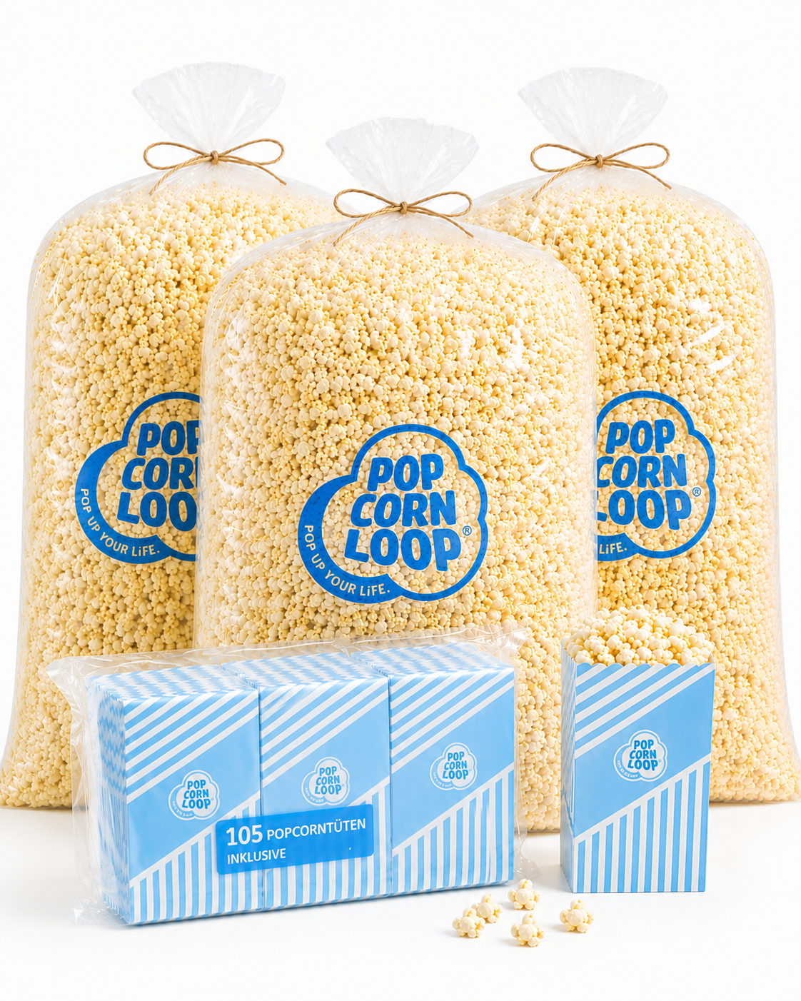 Salty popcorn 4.2 kg approx. 150 L + 120 popcorn bags S