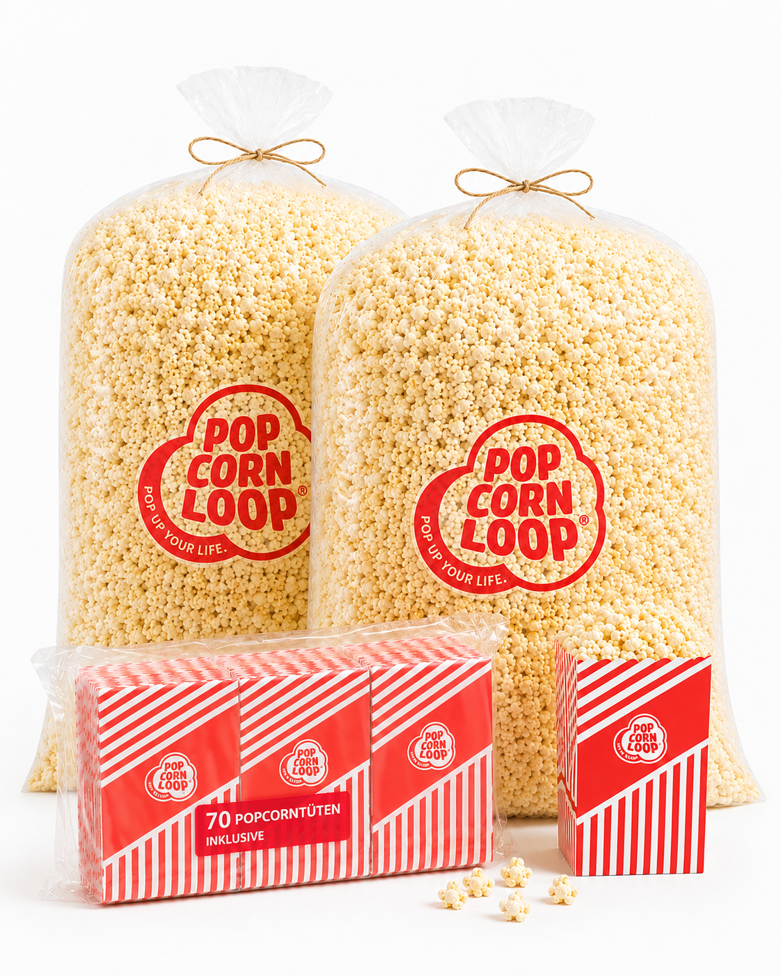 Popcornloop cinema popcorn bag sweet approx. 100 liters 4 kg including 80 popcorn bags
