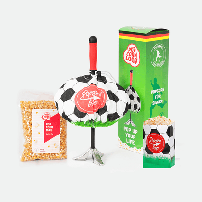 Fussball-Set: Popcornloop mit Fussballhaube I Butterfly 500g I 12 Stk Fussballtüten