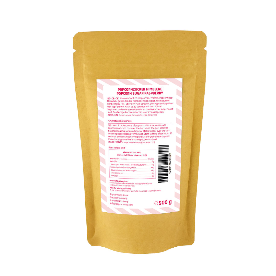 Popcorn und Zuckerwatte Zucker Himbeere 500g