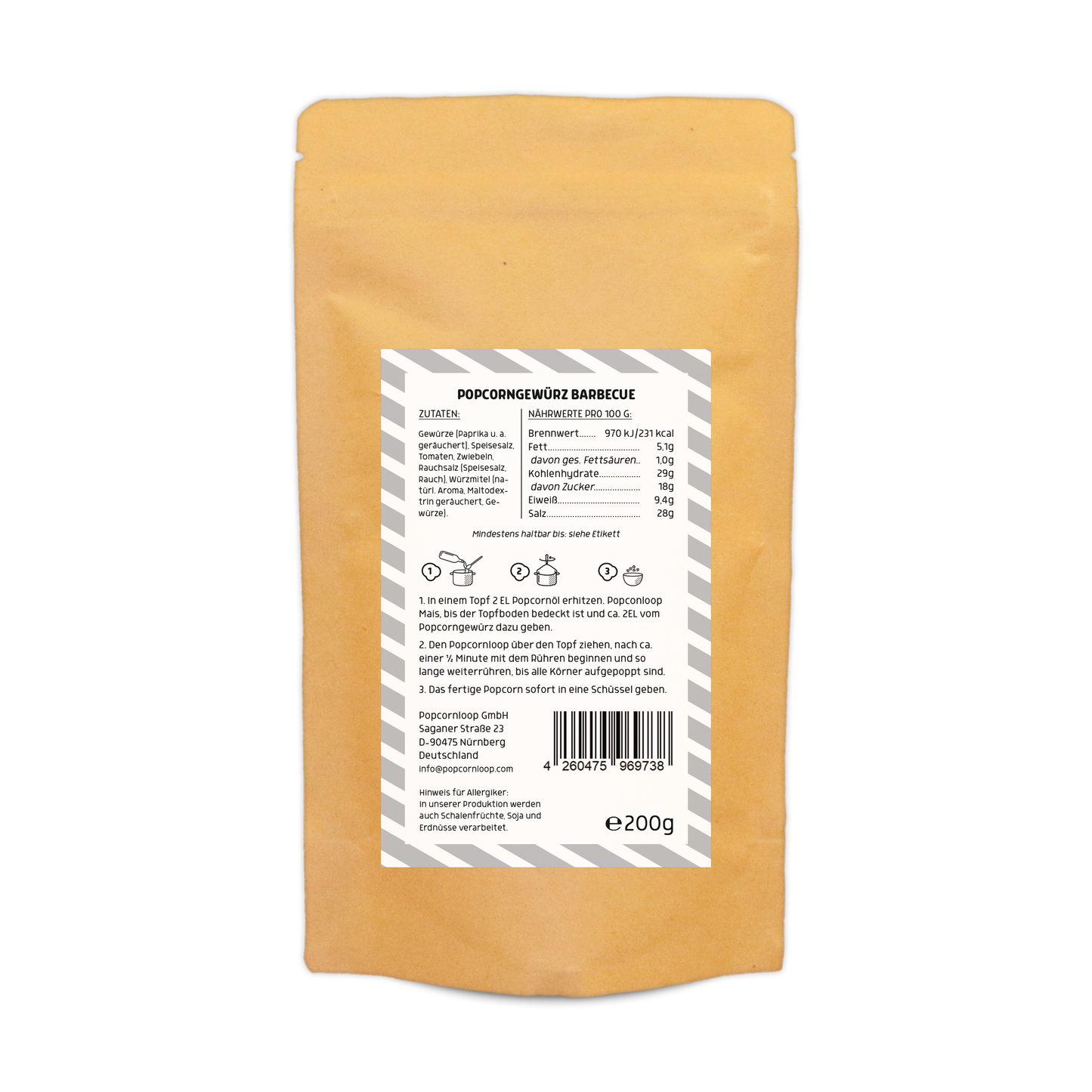 3er- Pack Popcorn Herzhaftes Gewürzset I  Barbecue Style 200g I Salz mit Butteraroma 300g I Onion & Bacon 300g